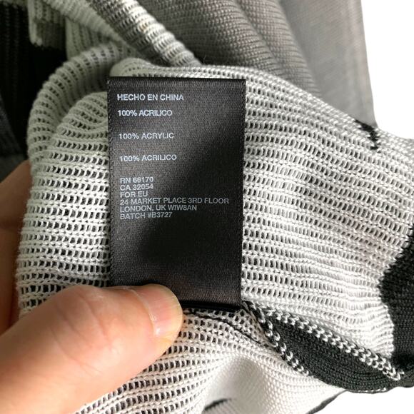 Staring At Stars Cardigan Sweater Womens XS Gray Black Striped Waterfall Front - Picture 10 of 10